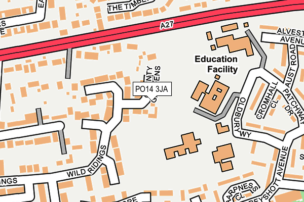 PO14 3JA map - OS OpenMap – Local (Ordnance Survey)