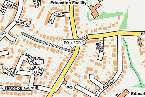 PO14 3QD map - OS OpenMap – Local (Ordnance Survey)