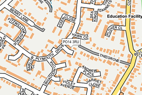 PO14 3RU map - OS OpenMap – Local (Ordnance Survey)