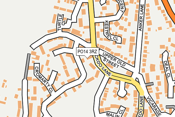 PO14 3RZ map - OS OpenMap – Local (Ordnance Survey)
