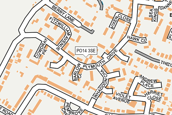 PO14 3SE map - OS OpenMap – Local (Ordnance Survey)