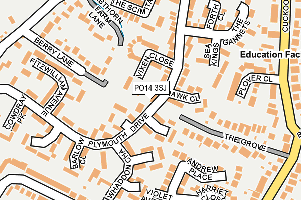 PO14 3SJ map - OS OpenMap – Local (Ordnance Survey)