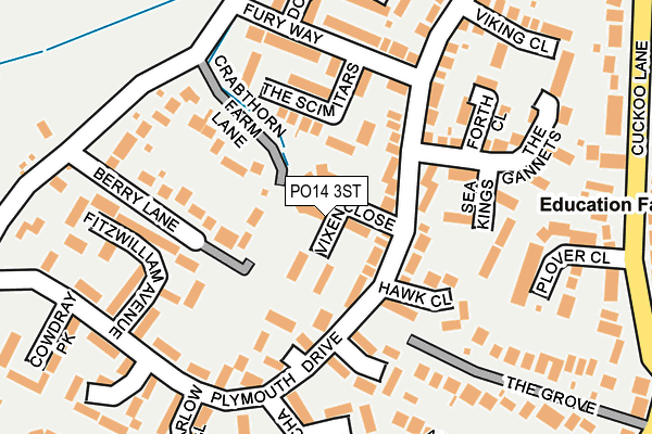 PO14 3ST map - OS OpenMap – Local (Ordnance Survey)
