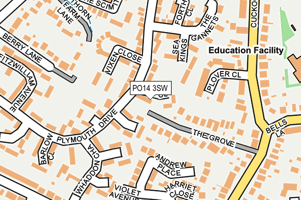 PO14 3SW map - OS OpenMap – Local (Ordnance Survey)