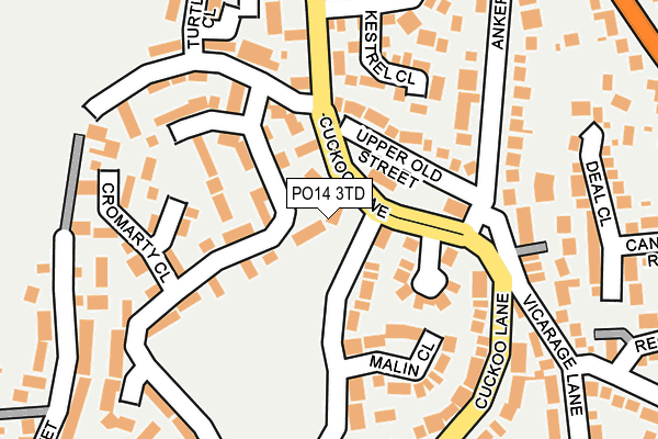 PO14 3TD map - OS OpenMap – Local (Ordnance Survey)