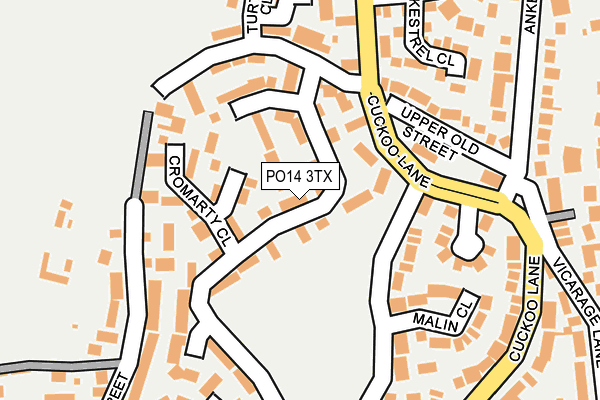 PO14 3TX map - OS OpenMap – Local (Ordnance Survey)