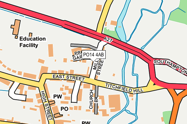 PO14 4AB map - OS OpenMap – Local (Ordnance Survey)