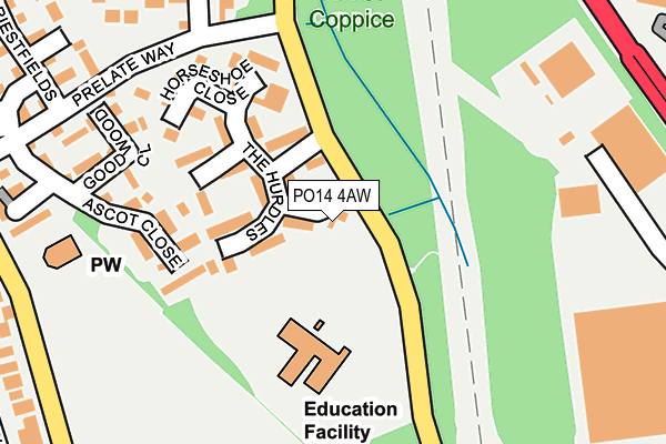 PO14 4AW map - OS OpenMap – Local (Ordnance Survey)