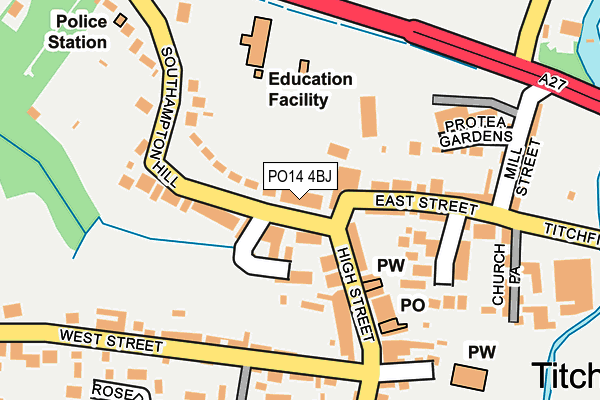 PO14 4BJ map - OS OpenMap – Local (Ordnance Survey)