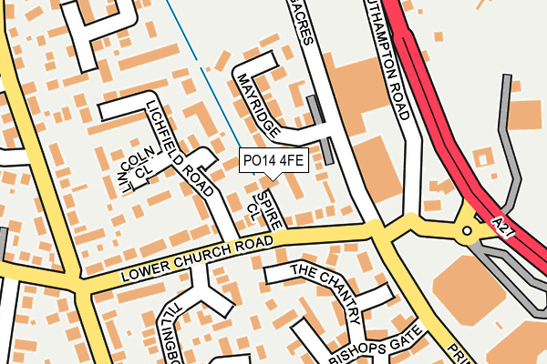 PO14 4FE map - OS OpenMap – Local (Ordnance Survey)