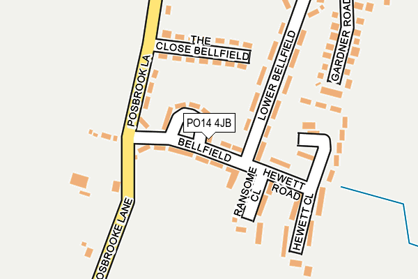 PO14 4JB map - OS OpenMap – Local (Ordnance Survey)