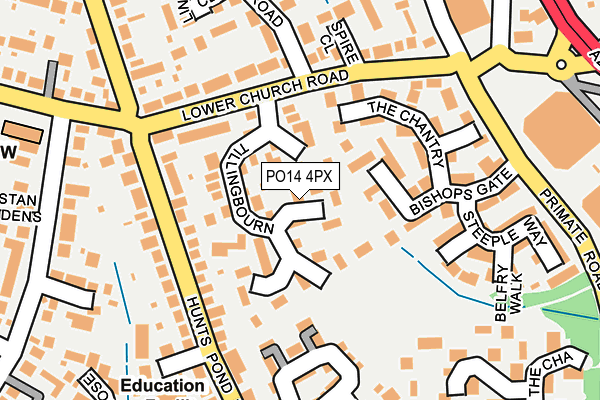 PO14 4PX map - OS OpenMap – Local (Ordnance Survey)