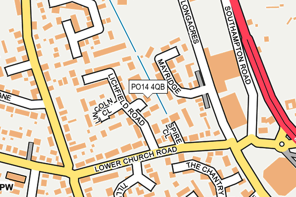 PO14 4QB map - OS OpenMap – Local (Ordnance Survey)