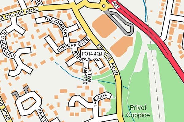 PO14 4QJ map - OS OpenMap – Local (Ordnance Survey)