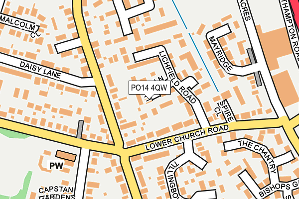 PO14 4QW map - OS OpenMap – Local (Ordnance Survey)