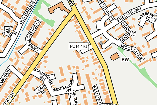 PO14 4RJ map - OS OpenMap – Local (Ordnance Survey)