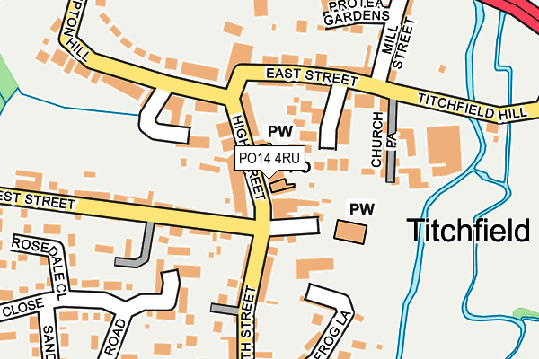 PO14 4RU map - OS OpenMap – Local (Ordnance Survey)