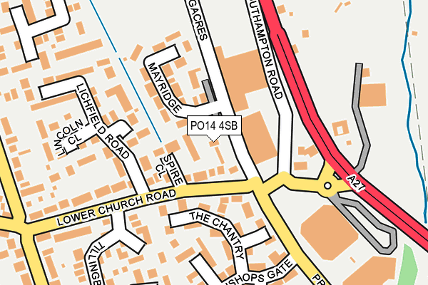 PO14 4SB map - OS OpenMap – Local (Ordnance Survey)