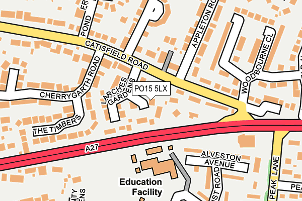 PO15 5LX map - OS OpenMap – Local (Ordnance Survey)