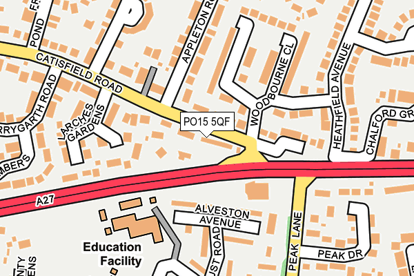 PO15 5QF map - OS OpenMap – Local (Ordnance Survey)