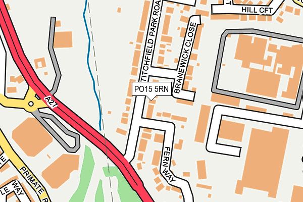 PO15 5RN map - OS OpenMap – Local (Ordnance Survey)