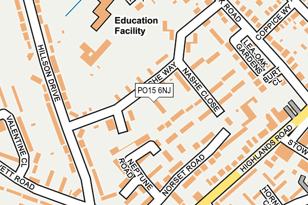 PO15 6NJ map - OS OpenMap – Local (Ordnance Survey)