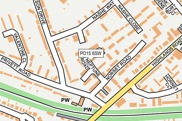 PO15 6SW map - OS OpenMap – Local (Ordnance Survey)