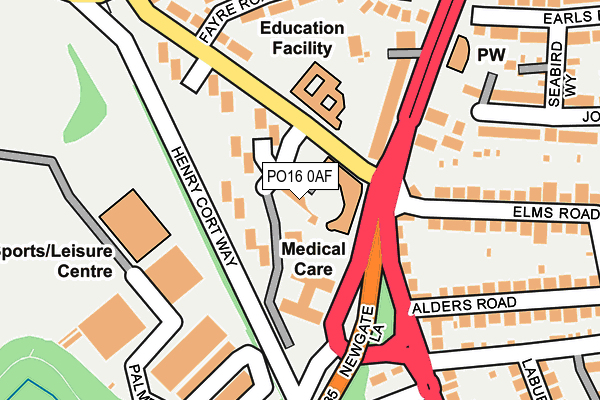 PO16 0AF map - OS OpenMap – Local (Ordnance Survey)