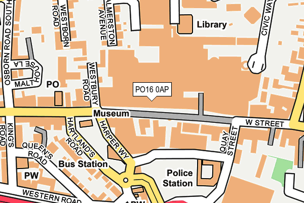 PO16 0AP map - OS OpenMap – Local (Ordnance Survey)