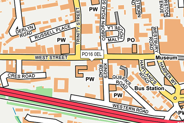 PO16 0EL map - OS OpenMap – Local (Ordnance Survey)