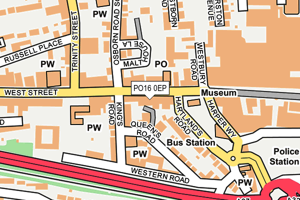 PO16 0EP map - OS OpenMap – Local (Ordnance Survey)