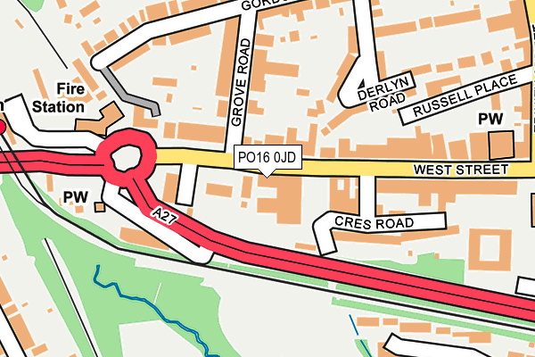 PO16 0JD map - OS OpenMap – Local (Ordnance Survey)