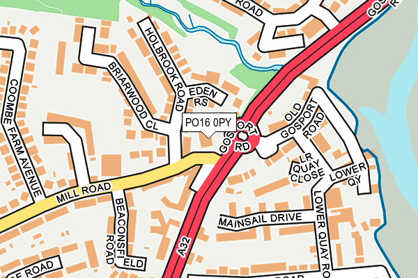 PO16 0PY map - OS OpenMap – Local (Ordnance Survey)