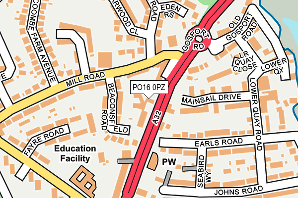 PO16 0PZ map - OS OpenMap – Local (Ordnance Survey)