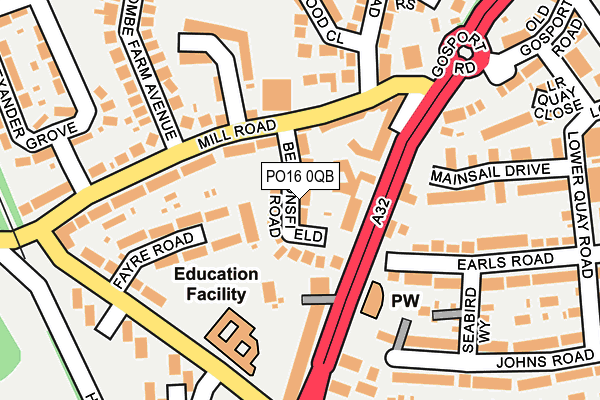 PO16 0QB map - OS OpenMap – Local (Ordnance Survey)