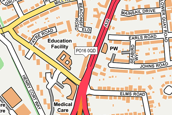 PO16 0QD map - OS OpenMap – Local (Ordnance Survey)