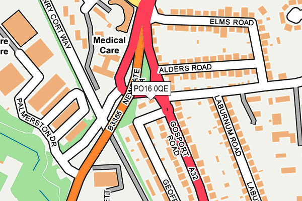 PO16 0QE map - OS OpenMap – Local (Ordnance Survey)