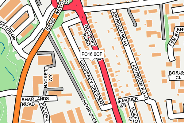 PO16 0QF map - OS OpenMap – Local (Ordnance Survey)