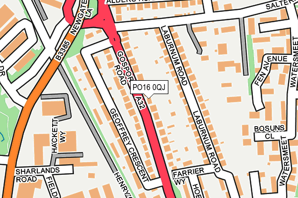 PO16 0QJ map - OS OpenMap – Local (Ordnance Survey)