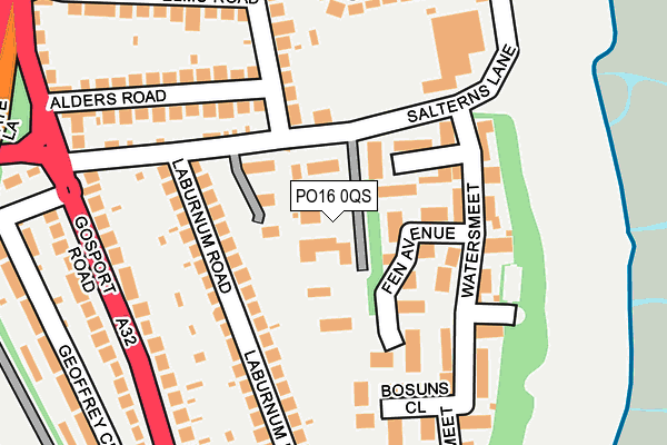 PO16 0QS map - OS OpenMap – Local (Ordnance Survey)