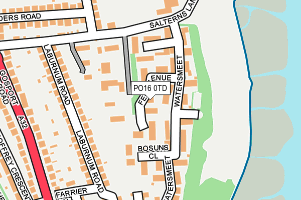 PO16 0TD map - OS OpenMap – Local (Ordnance Survey)