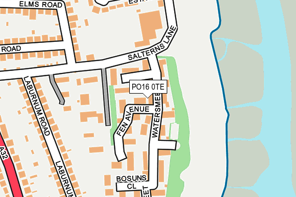 PO16 0TE map - OS OpenMap – Local (Ordnance Survey)