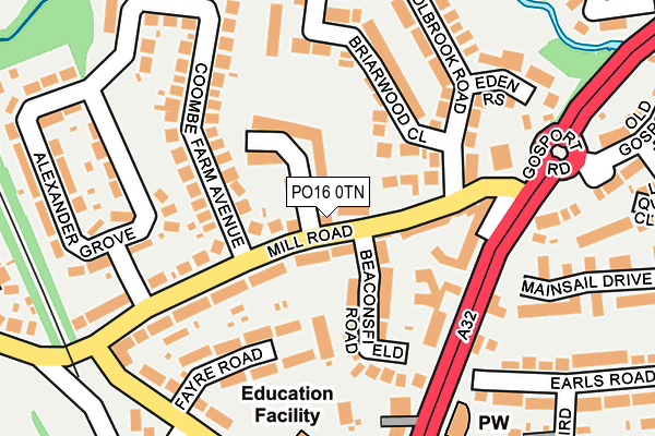 PO16 0TN map - OS OpenMap – Local (Ordnance Survey)