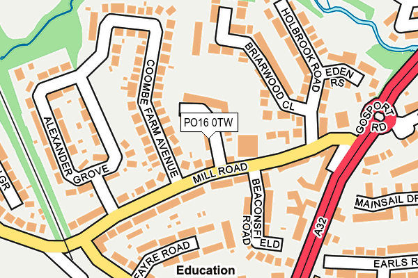 PO16 0TW map - OS OpenMap – Local (Ordnance Survey)