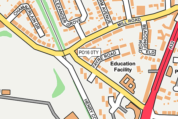 PO16 0TY map - OS OpenMap – Local (Ordnance Survey)