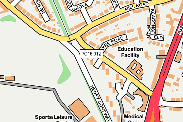 PO16 0TZ map - OS OpenMap – Local (Ordnance Survey)