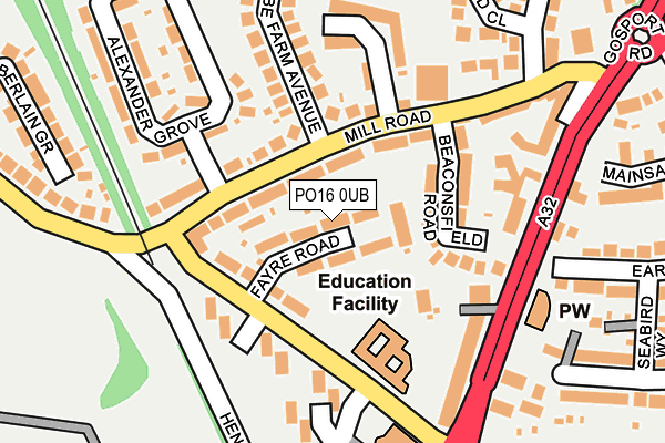 PO16 0UB map - OS OpenMap – Local (Ordnance Survey)