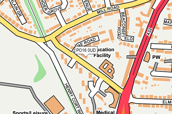 PO16 0UD map - OS OpenMap – Local (Ordnance Survey)