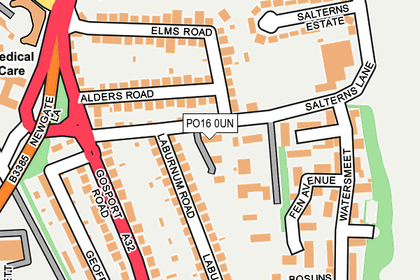 PO16 0UN map - OS OpenMap – Local (Ordnance Survey)