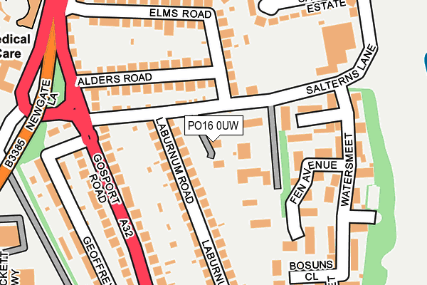 PO16 0UW map - OS OpenMap – Local (Ordnance Survey)